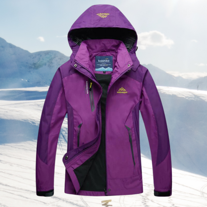Adalyn hooded full-zip outdoor jacket in purple, front view