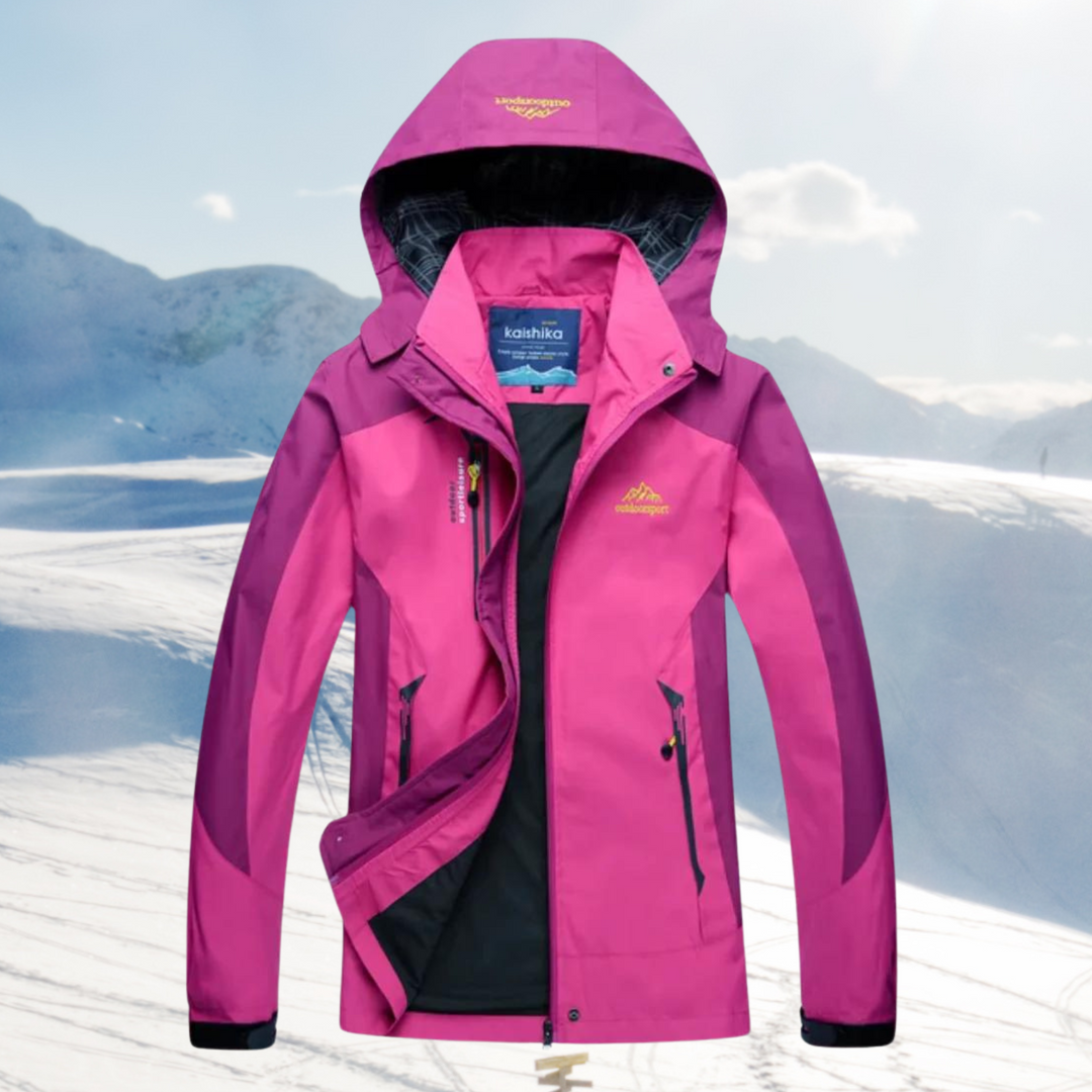 Adalyn hooded full-zip outdoor jacket in pink, front view