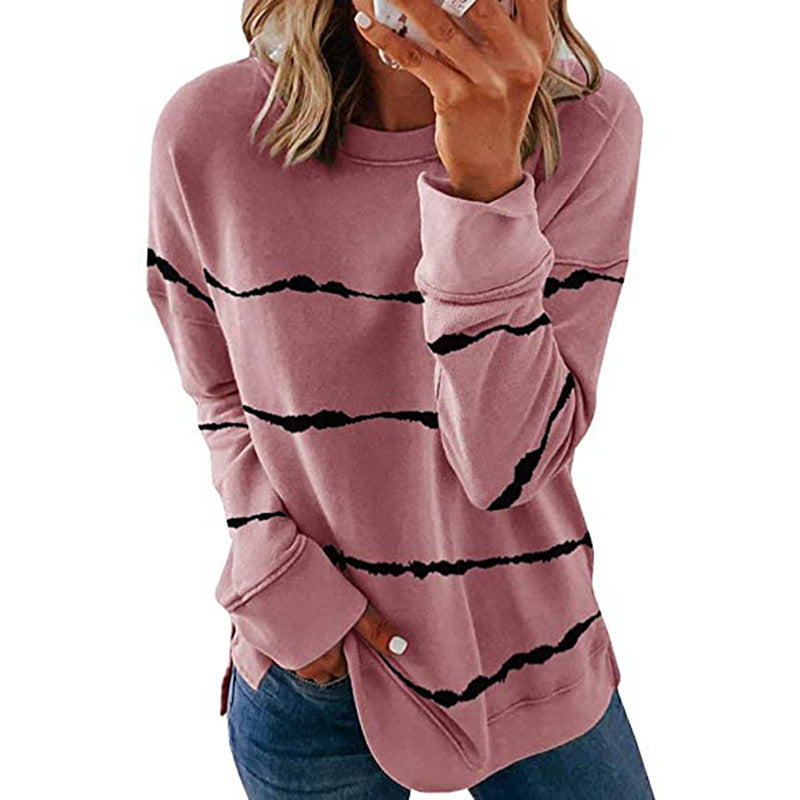 Delphine striped sweater in green, front view