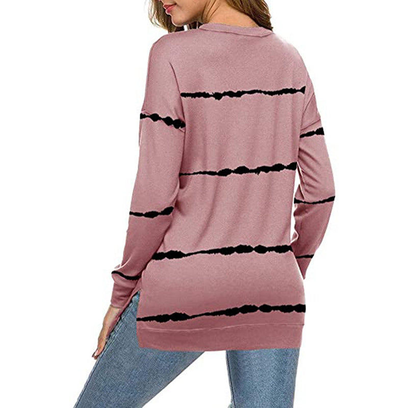 Delphine striped sweater in green, front view