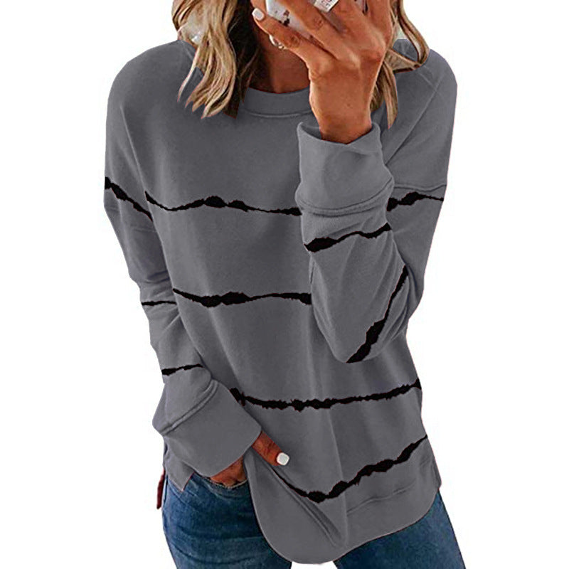 Delphine striped sweater in green, front view