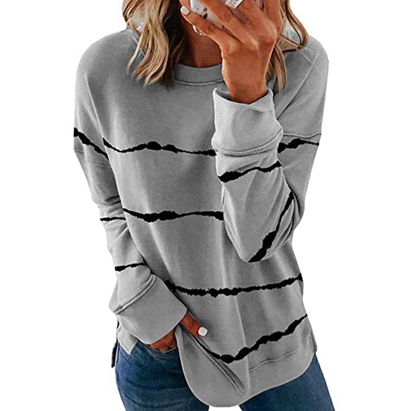 Delphine striped sweater in green, front view