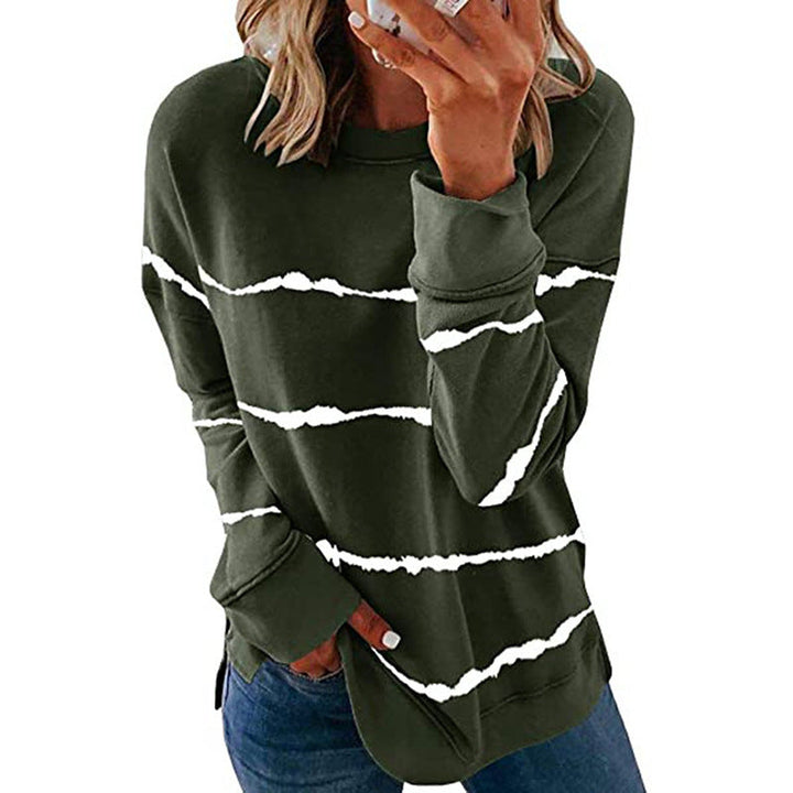 Delphine striped sweater in green, front view