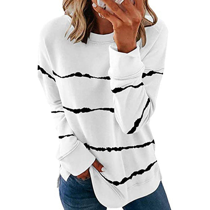 Delphine striped sweater in green, front view