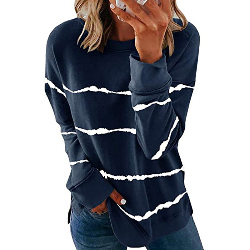 Delphine striped sweater in green, front view