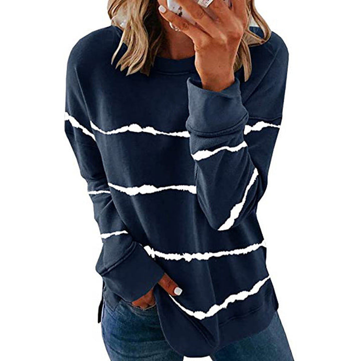 Delphine striped sweater in green, front view