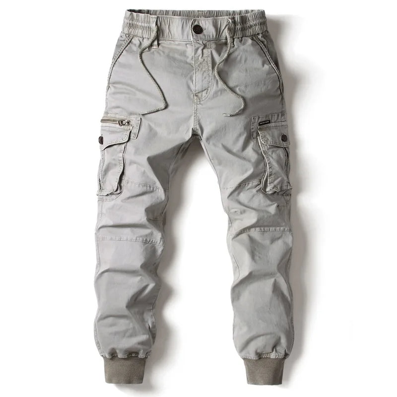 Dorian utility cargo jogger pants in light gray, front view