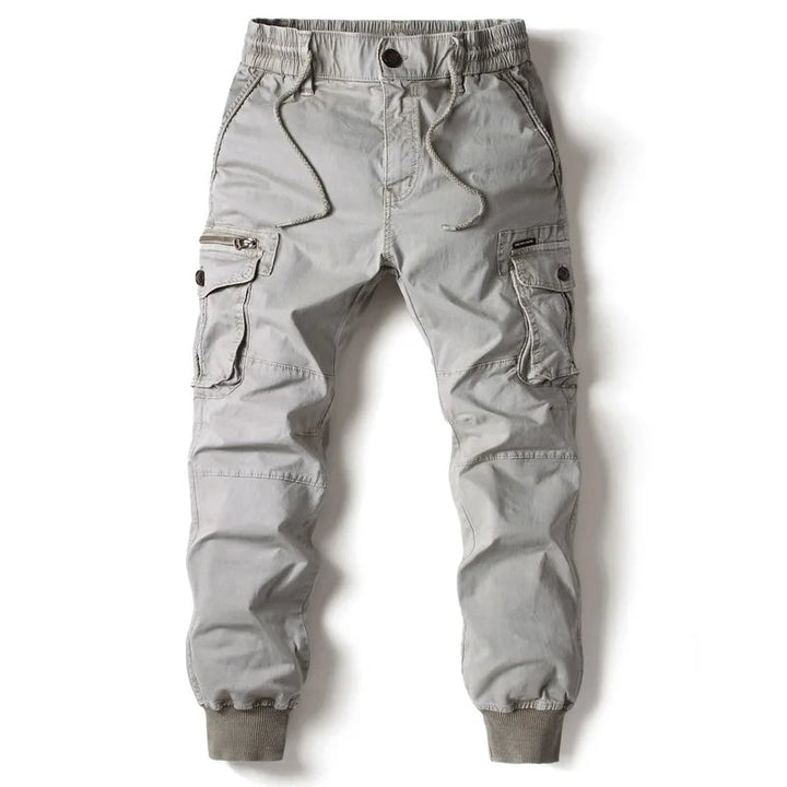 Dorian utility cargo jogger pants in light gray, front view