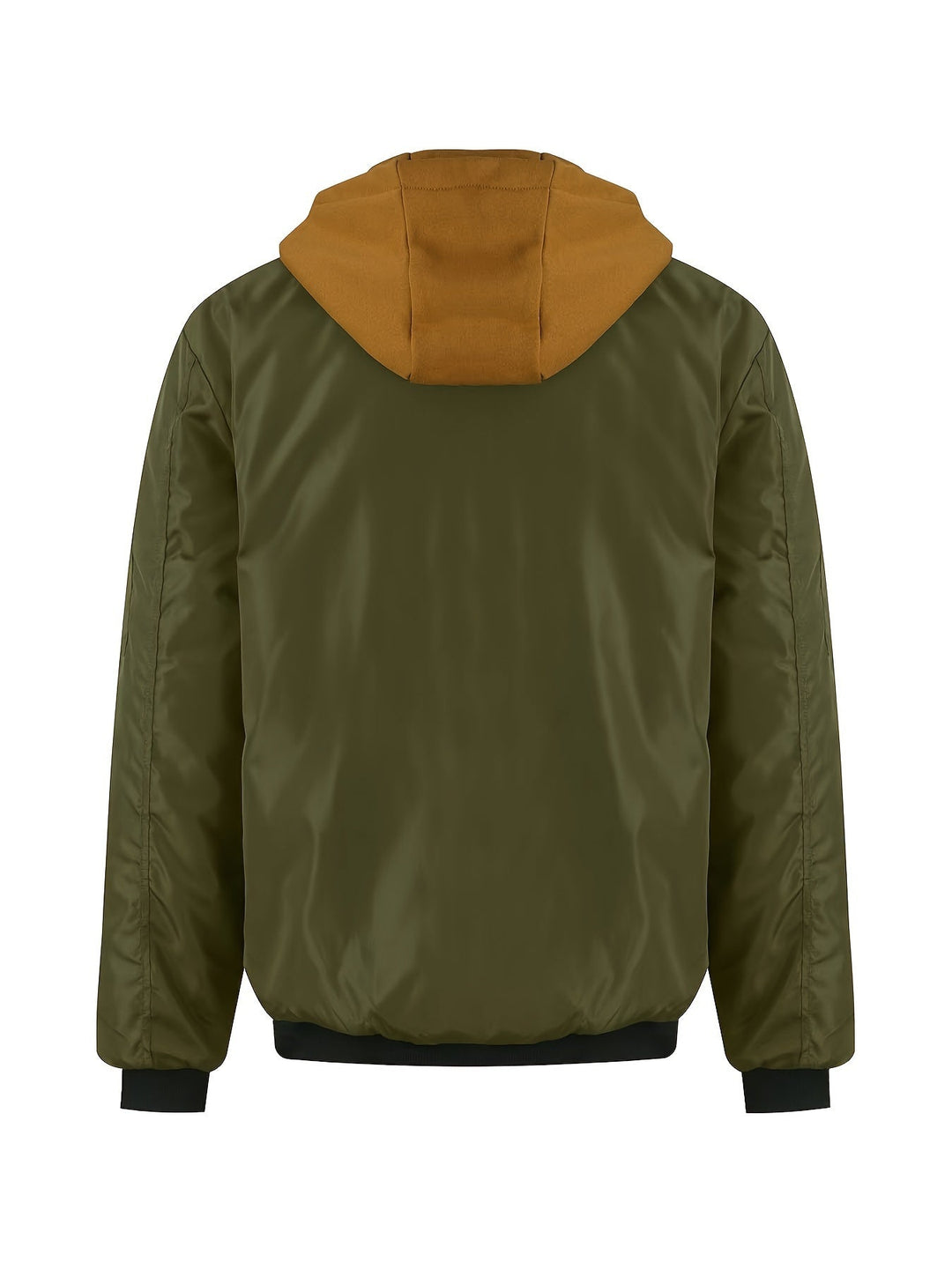 Emerson hooded bomber jacket in military green, back view