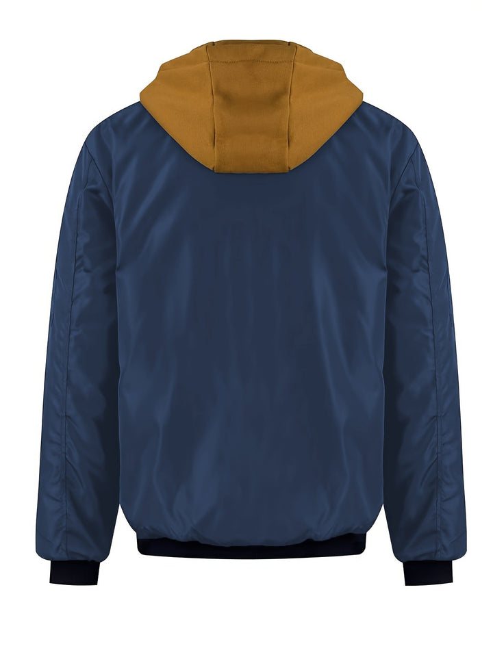 Emerson bomber jacket sleeve pocket close-up in navy