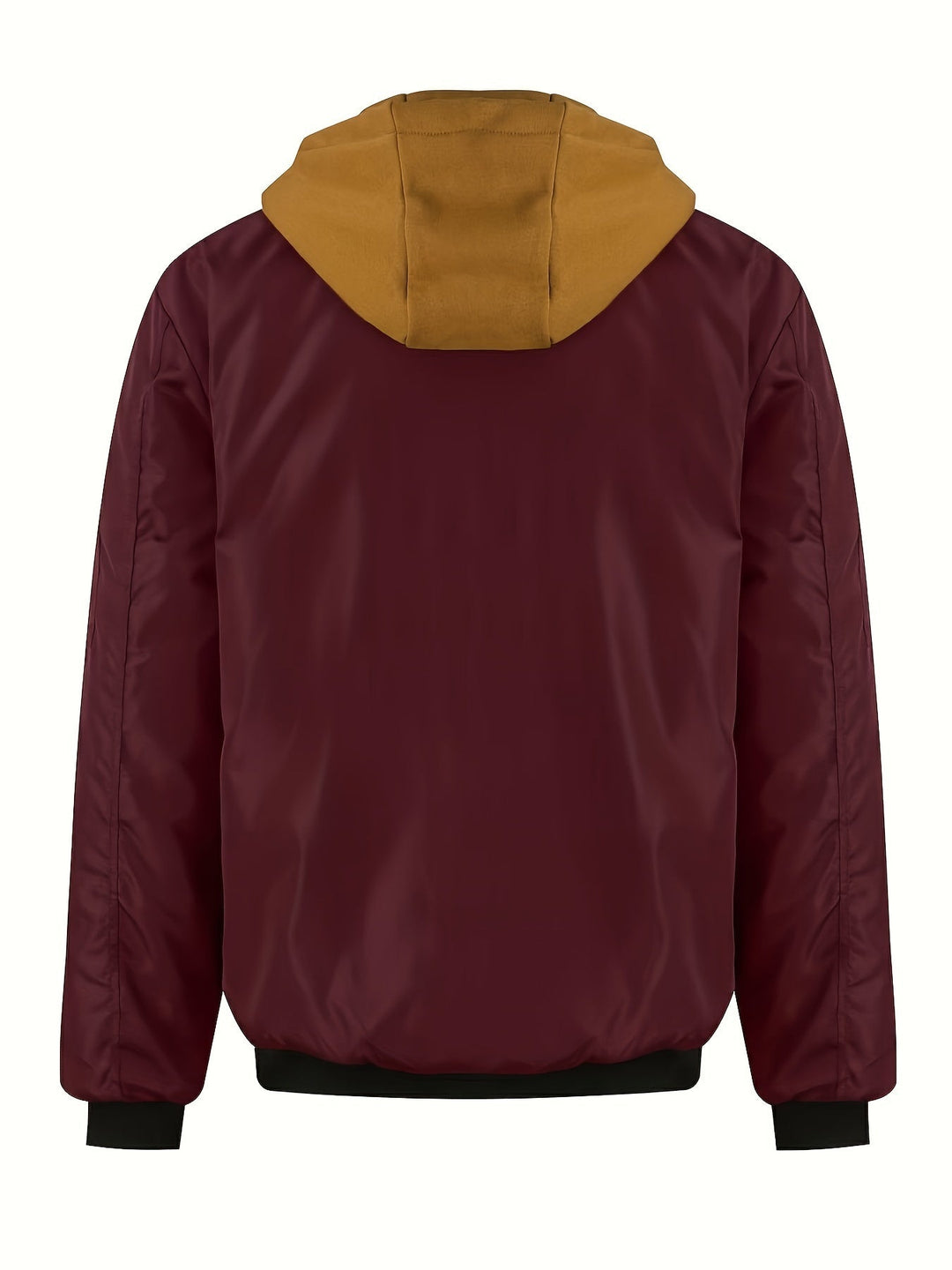 Emerson bomber jacket sleeve and hood detail in burgundy