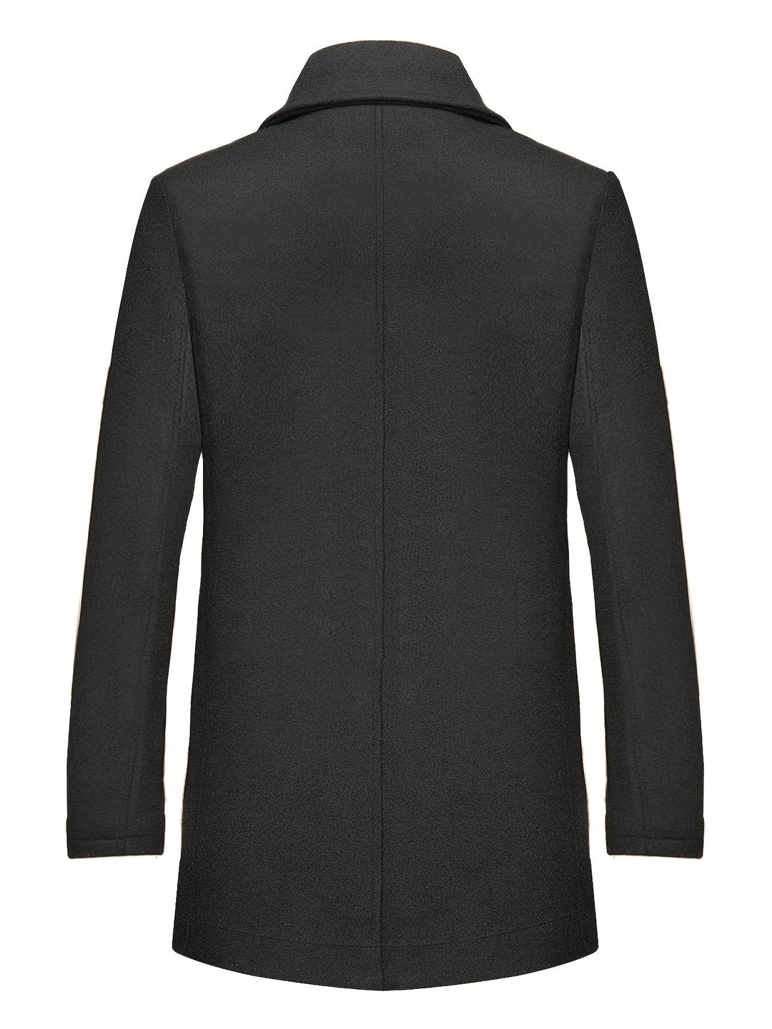 Emerson tailored overcoat, back view showing structured silhouette