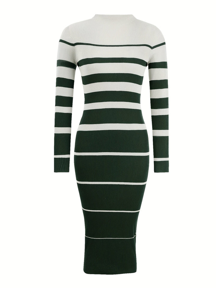 Fenwick striped sweater dress, close-up bodice detail