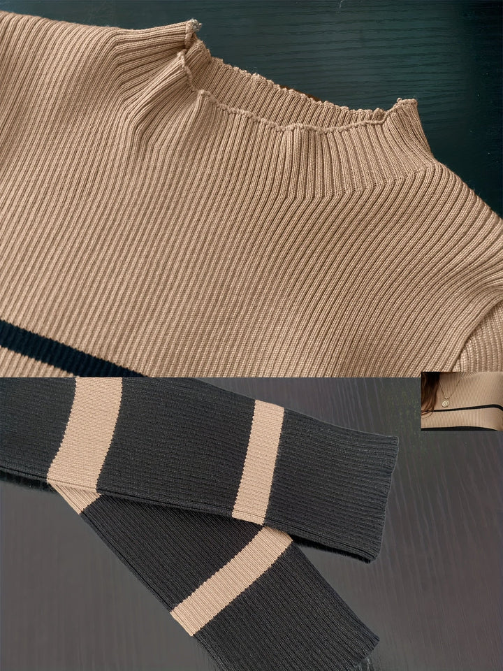 Fenwick striped sweater dress, close-up bodice detail