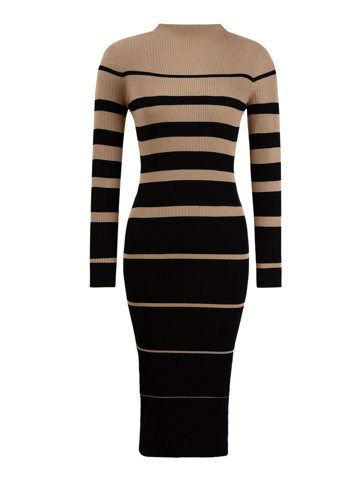 Fenwick striped sweater dress, close-up bodice detail