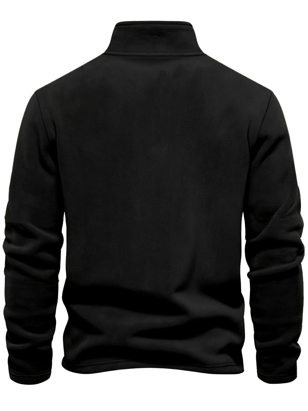 Foster half-zip stand collar fleece pullover in black, back view
