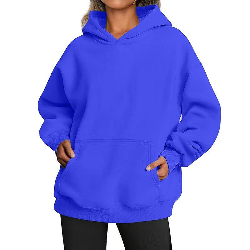 Genevieve oversized hoodie in blue, front view
