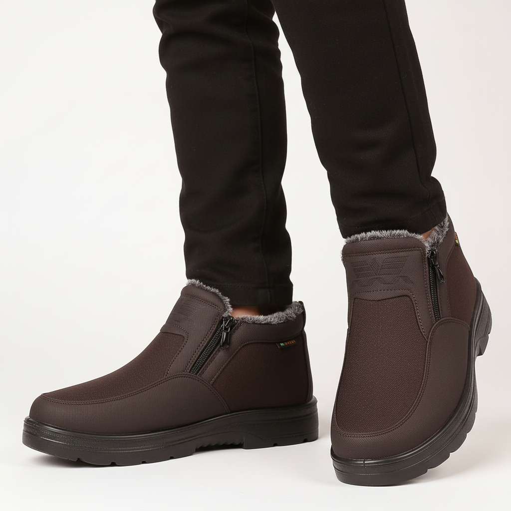 Griffin waterproof snow boots pair, studio angled view