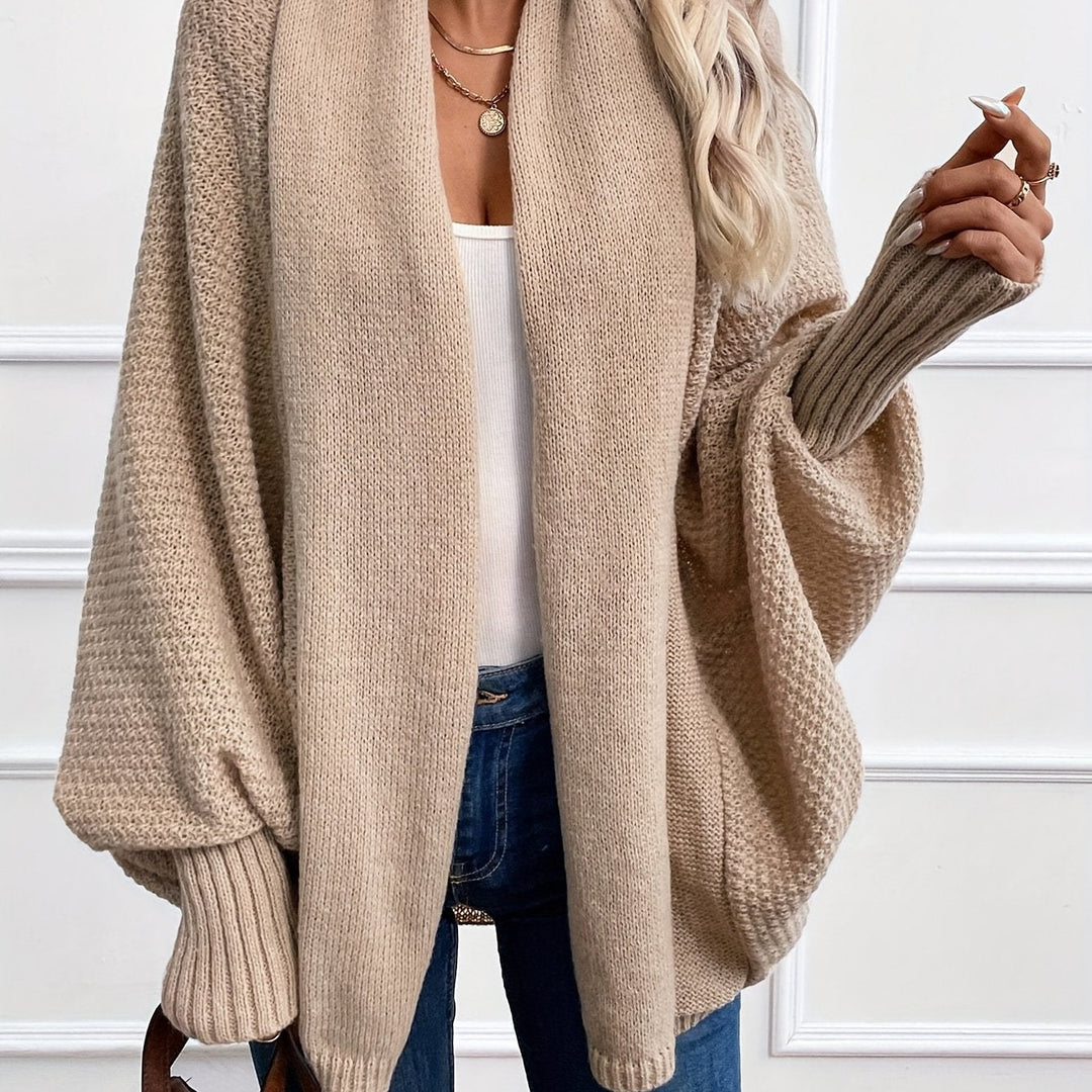 Guinevere draped shawl collar cardigan in milky, front view