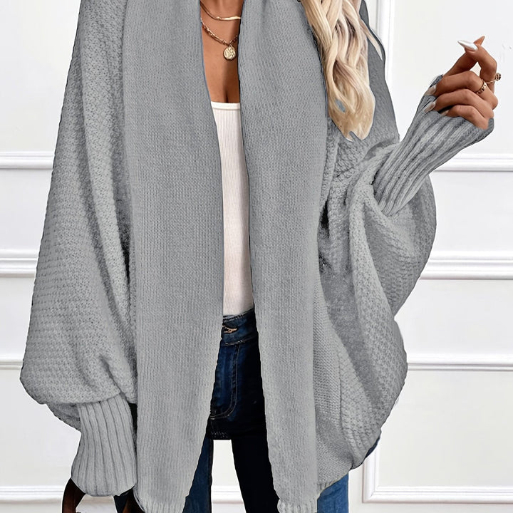 Guinevere draped shawl collar cardigan in milky, front view