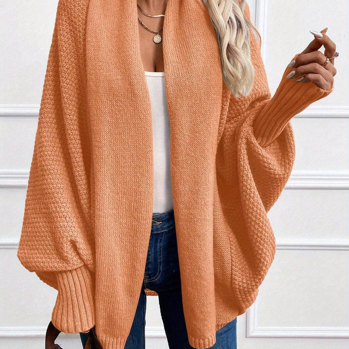 Guinevere draped shawl collar cardigan in milky, front view