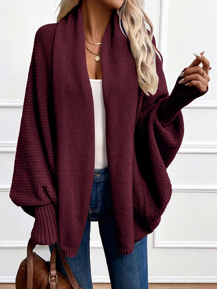Guinevere draped shawl collar cardigan in milky, front view
