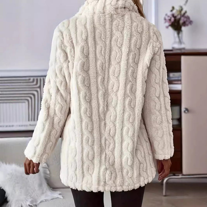 Josephine teddy coat back view showing longline silhouette