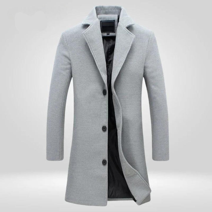 Julian single-breasted wool coat in light gray, front view