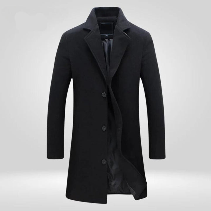 Julian single-breasted wool coat in black, front view