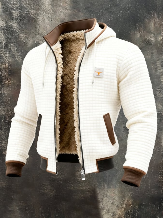 Lachlan quilted hooded jacket in white, front view