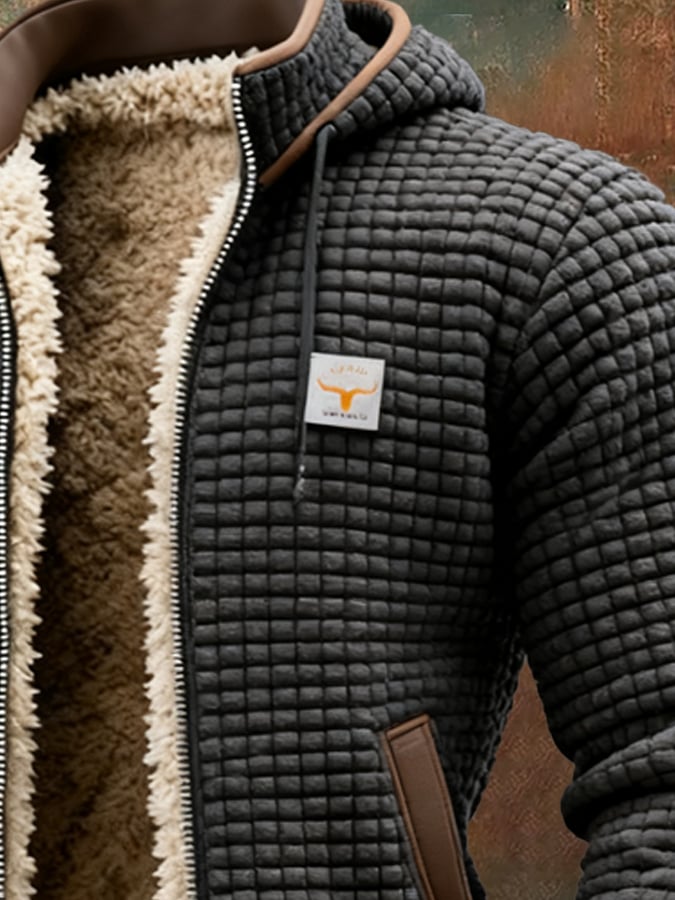 Lachlan quilted jacket close-up of collar and hood tag detail