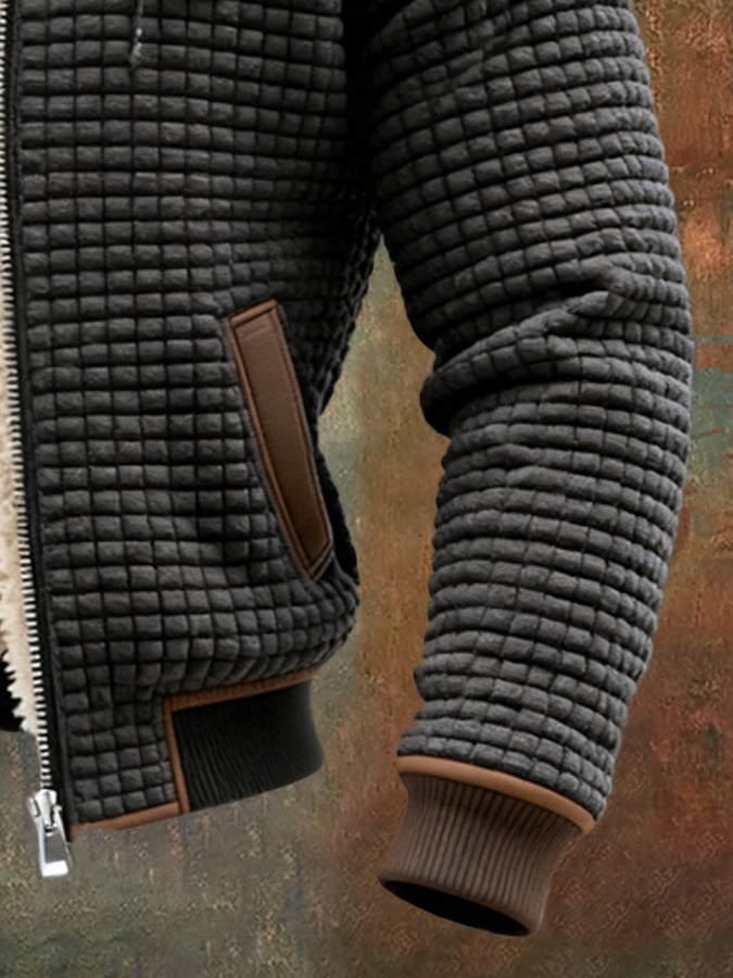Lachlan quilted jacket close-up of cuff and pocket trim detail