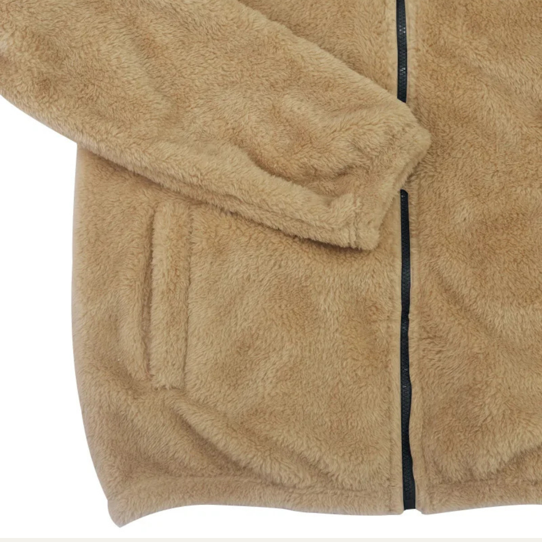 Close-up of Marcus fleece jacket sleeve and pocket detail