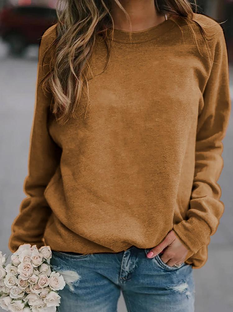 Marlowe crew neck long sleeve sweater in khaki, front view close-up