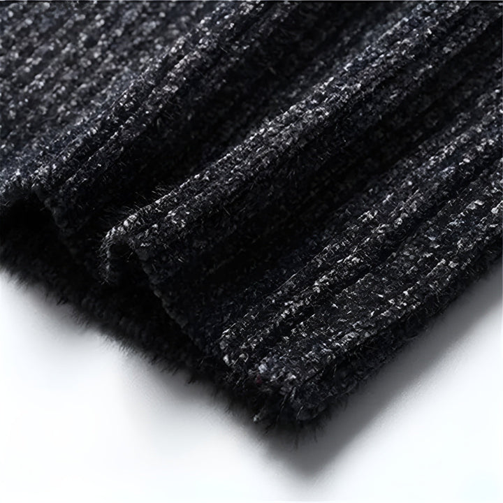 Maxwell ribbed turtleneck sweater, collar close-up flat lay