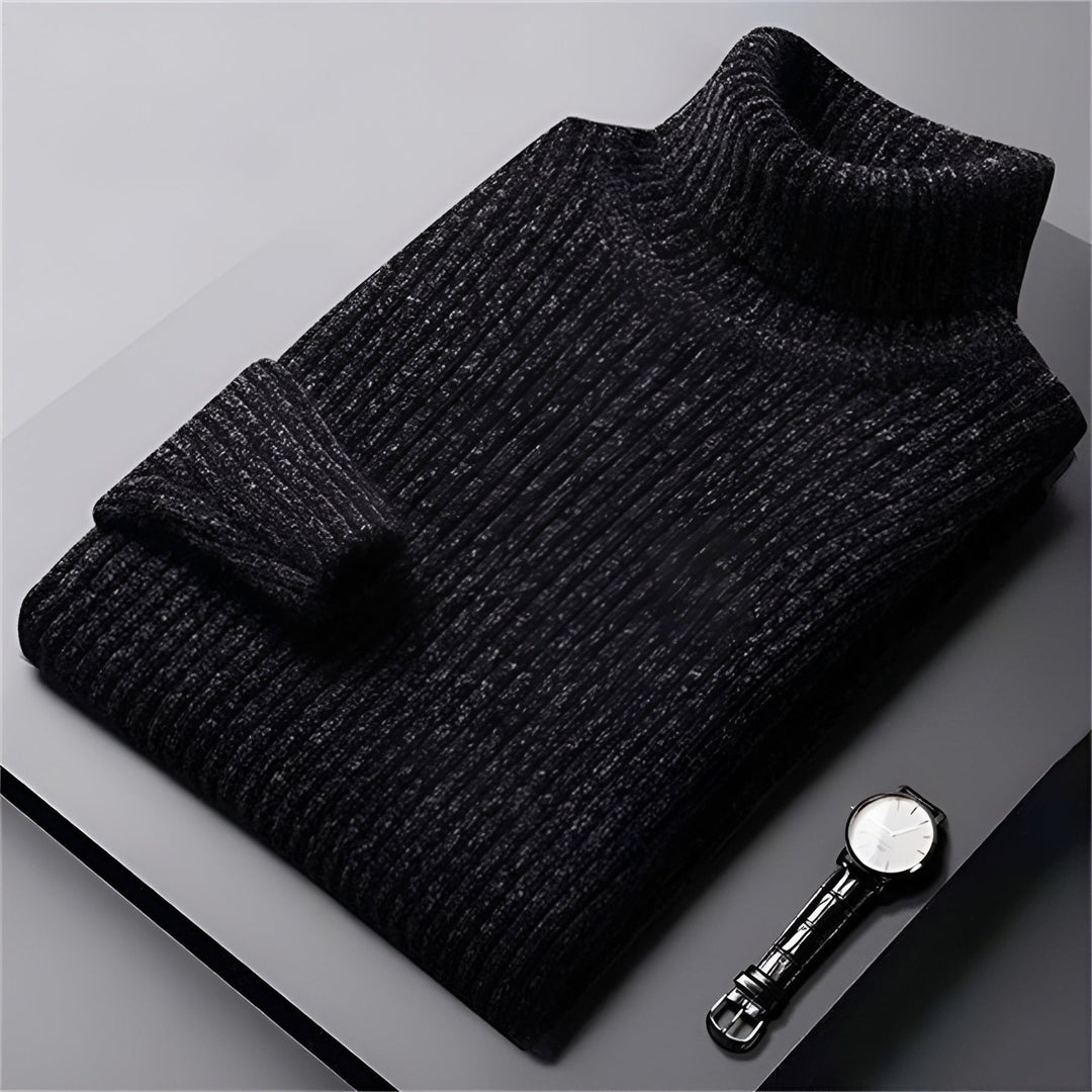 Maxwell ribbed turtleneck sweater, ribbed knit texture close-up