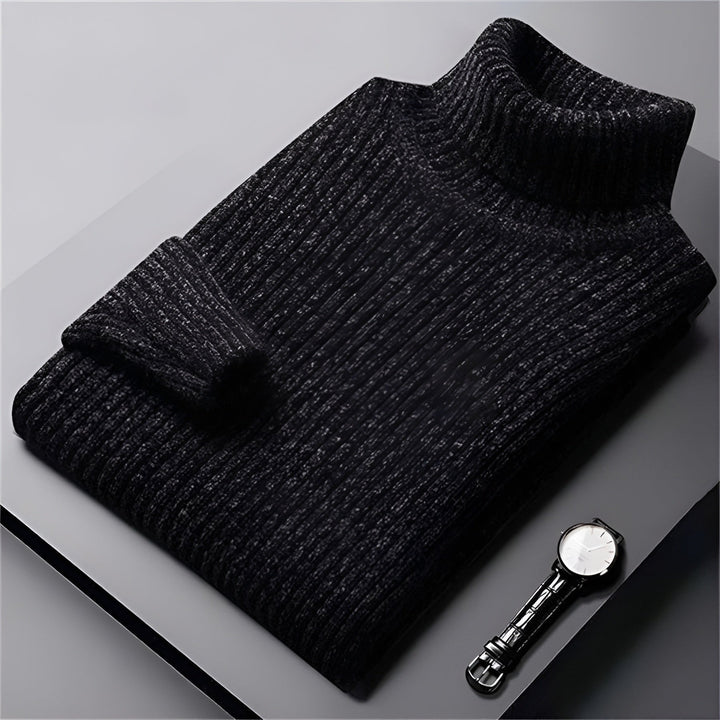 Maxwell ribbed turtleneck sweater, ribbed knit texture close-up