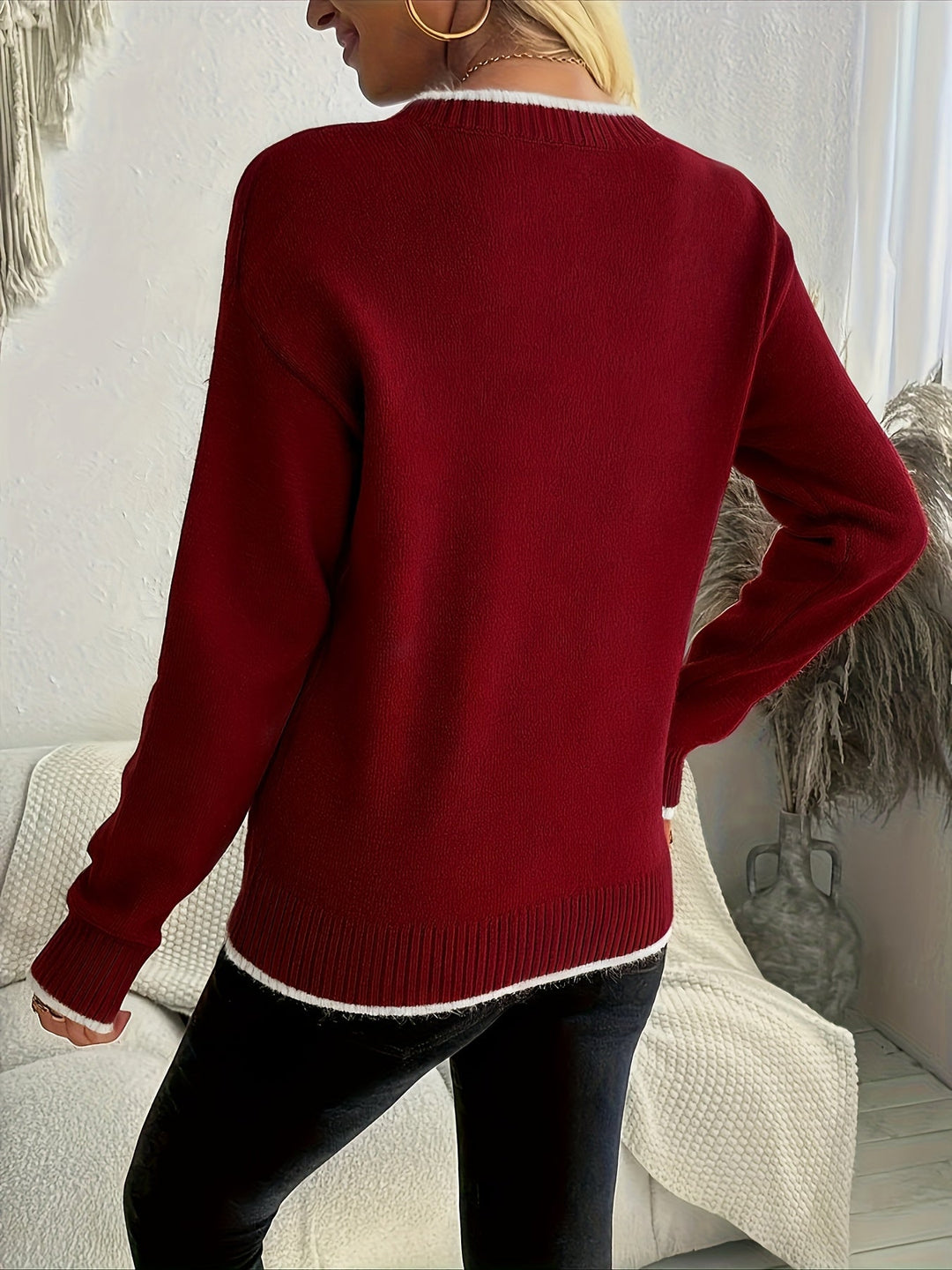 Noelle snowflake crewneck sweater, back view