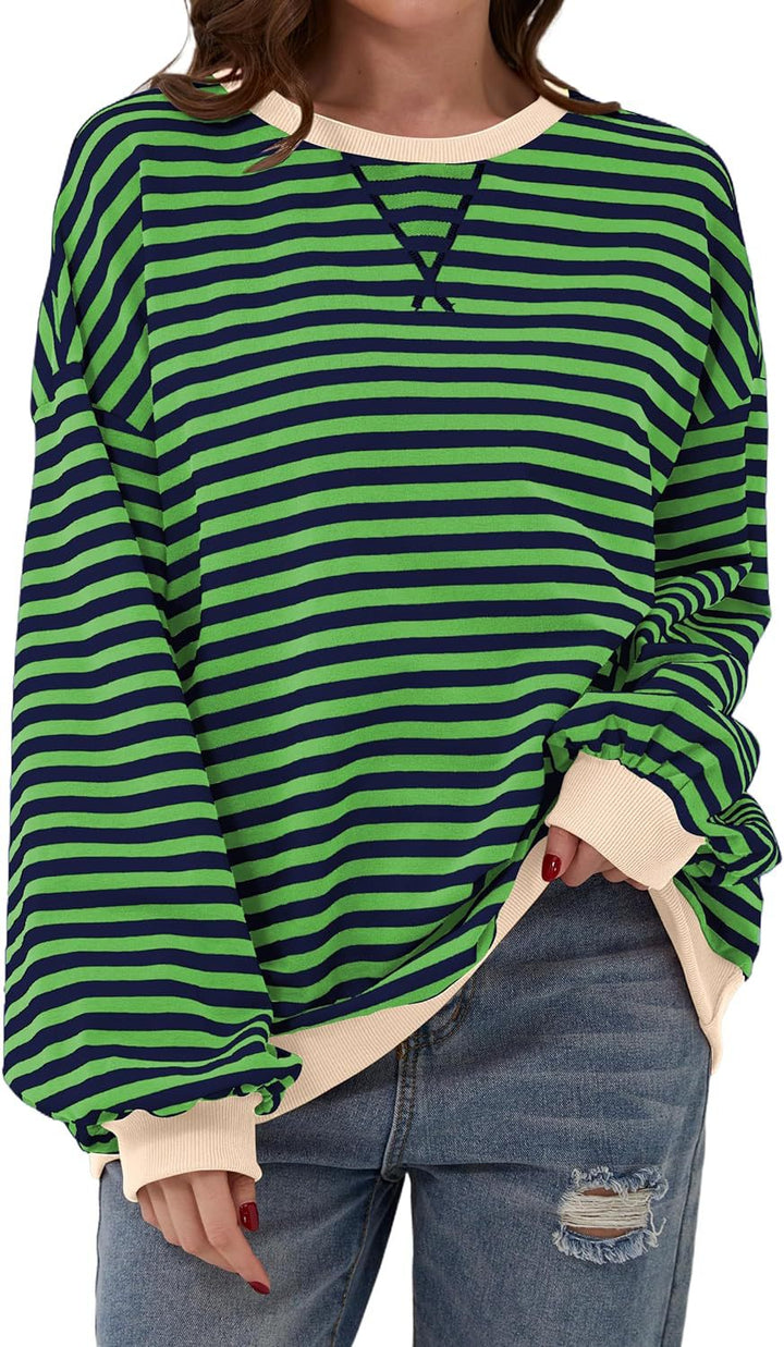 Priscilla striped sweater color options grid, multiple colorways