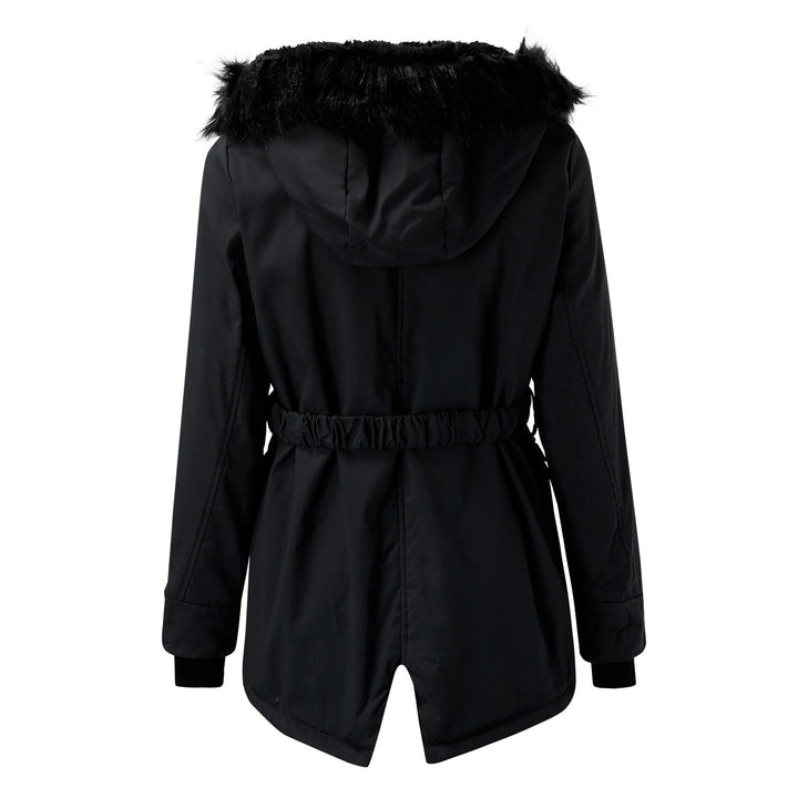 Rosalinde faux fur hooded parka jacket in pink, front view
