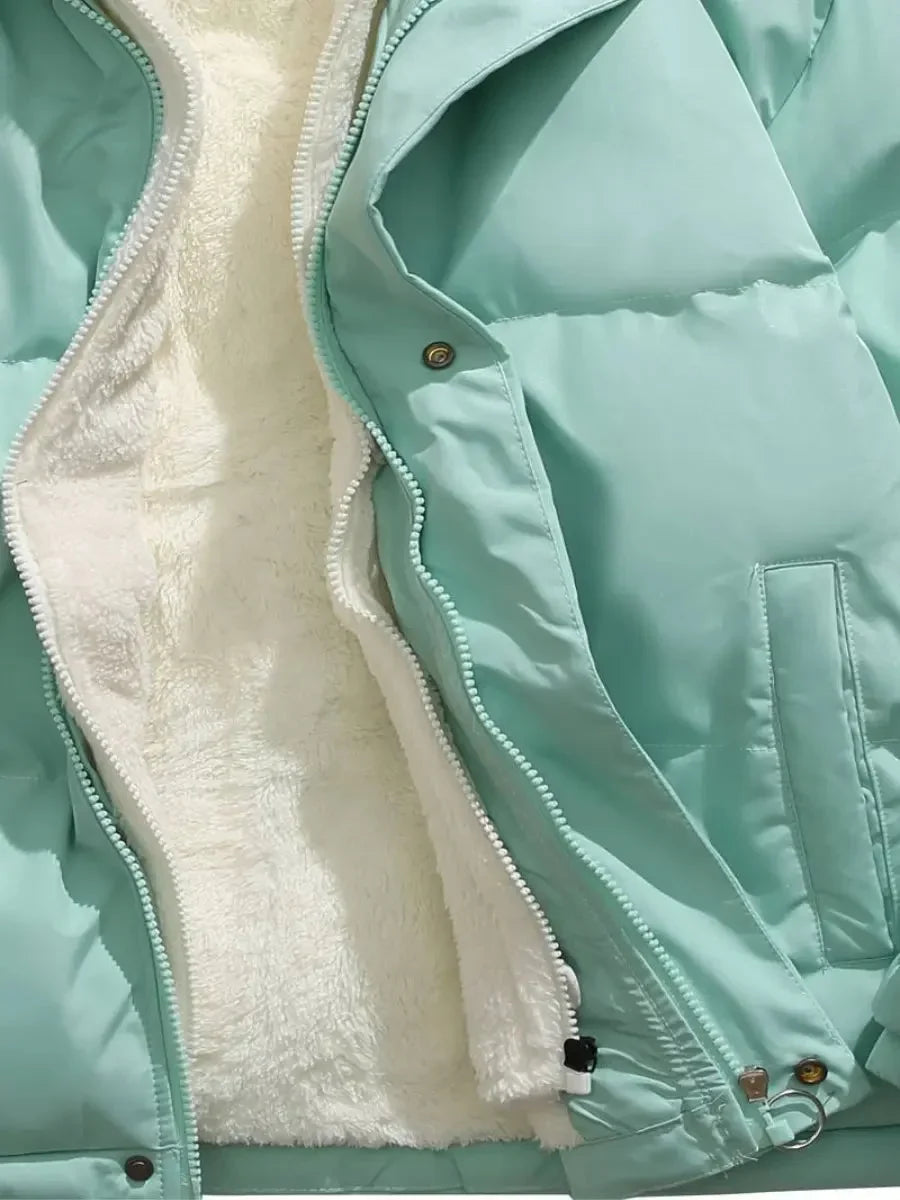 Close-up of elasticized cuff with drawstring toggle