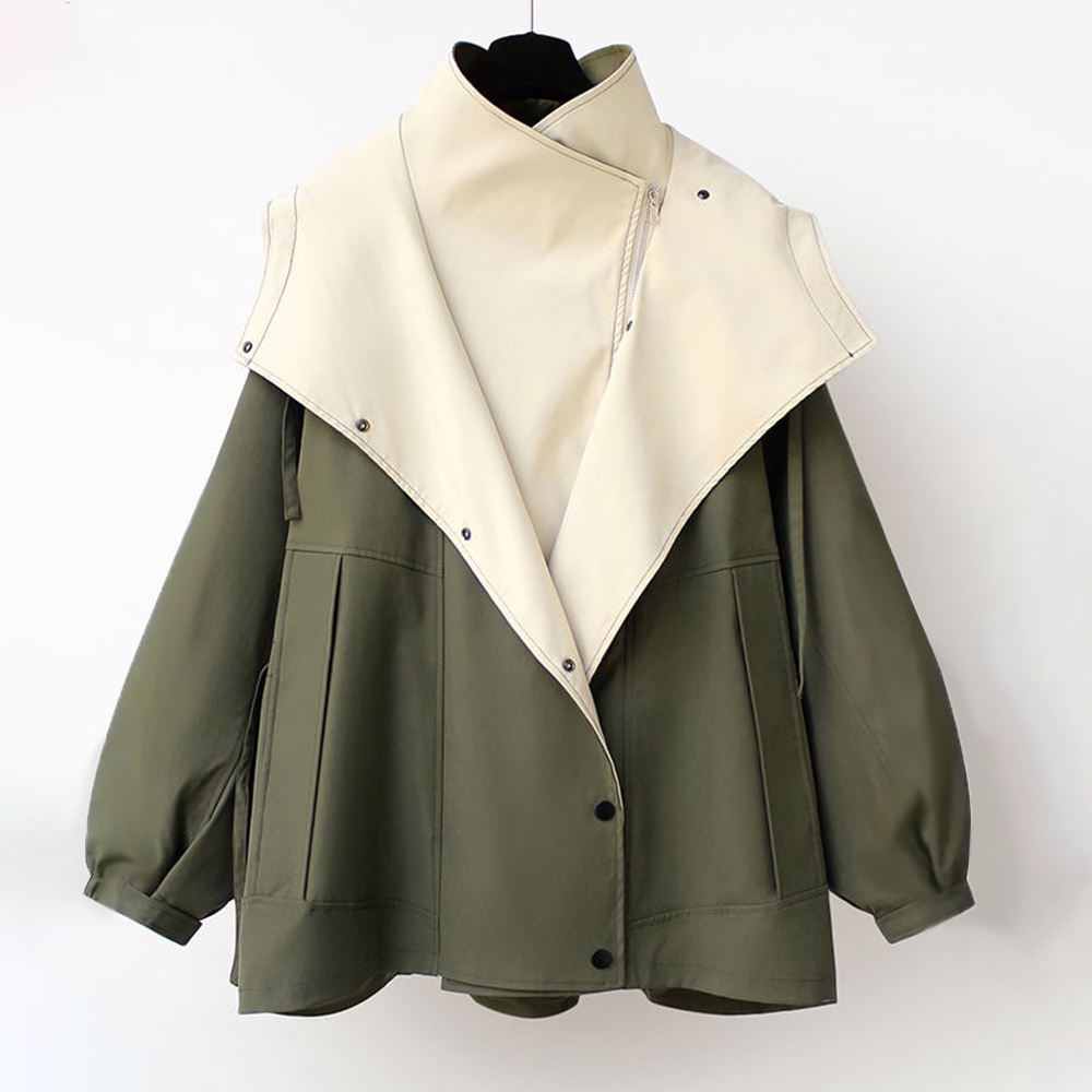 Rosamund oversized hooded jacket, close-up of contrast collar