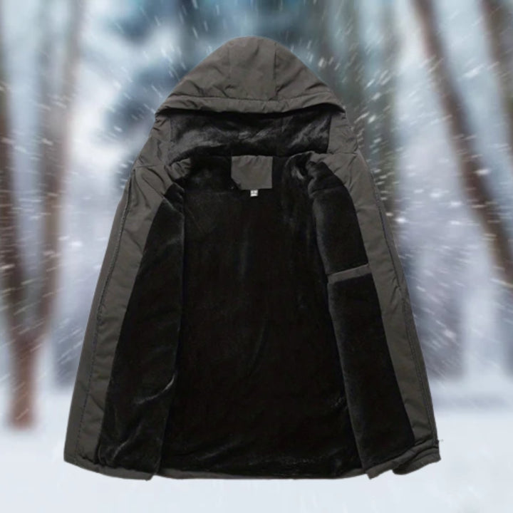 Sawyer winter jacket fleece lining detail, interior view
