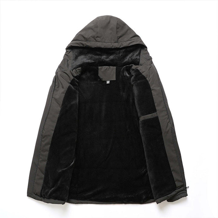 Sawyer winter jacket fleece lining detail, flat lay interior view