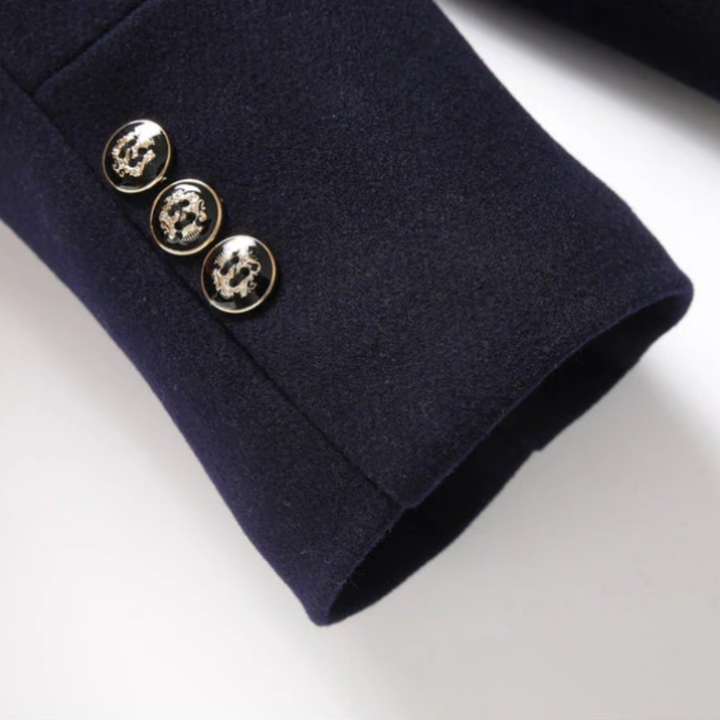 Close-up of Sterling coat sleeve buttons detail