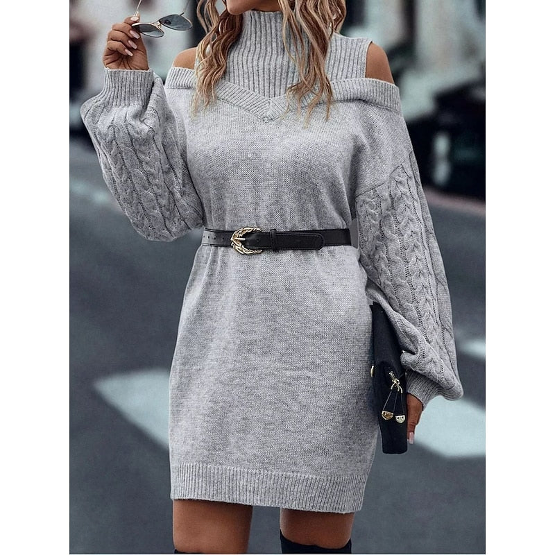 Thessaly turtleneck sweater dress, close-up detail view
