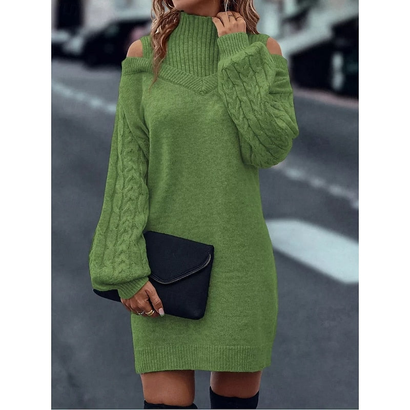 Thessaly turtleneck sweater dress, close-up detail view