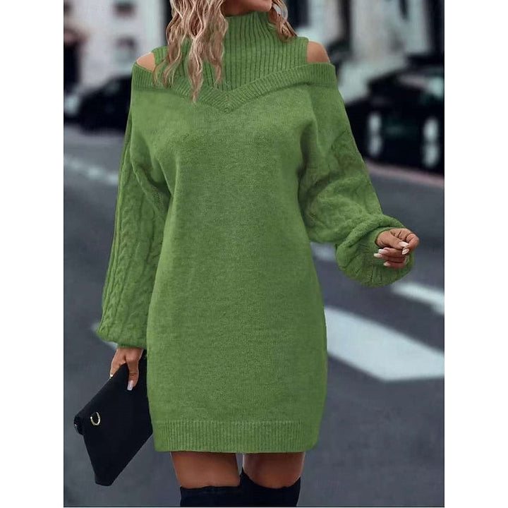Thessaly turtleneck sweater dress, close-up detail view