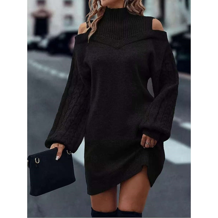 Thessaly turtleneck sweater dress, close-up detail view