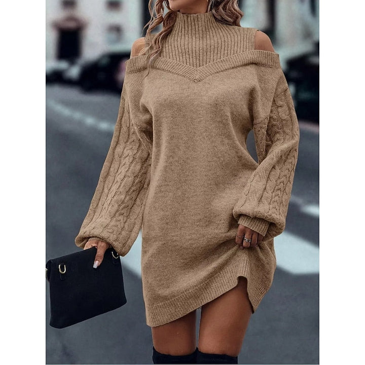 Thessaly sweater dress with side slit hem, front view